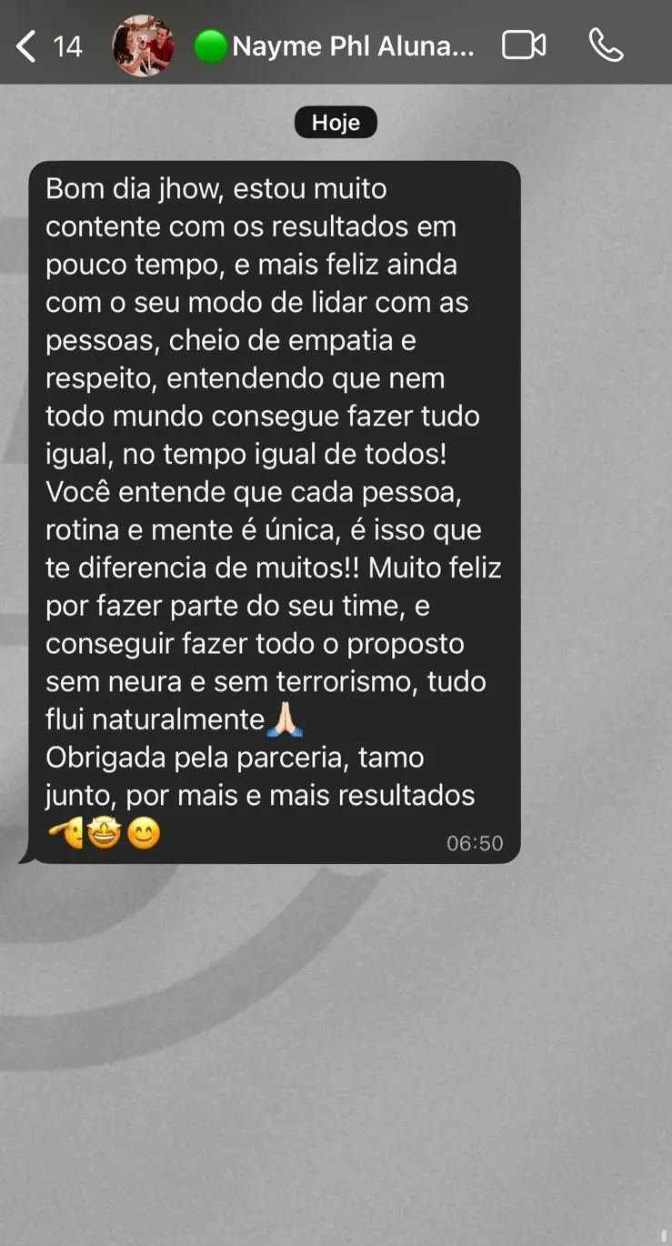 Depoimento da aluna Nayme